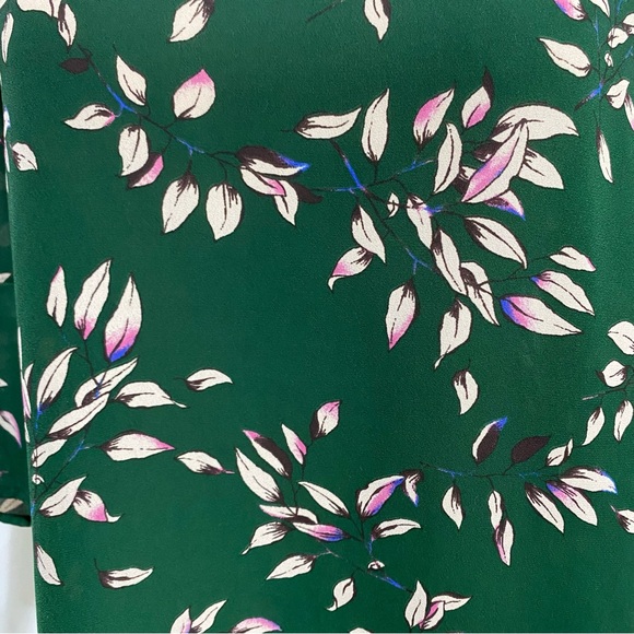 Sienna Sky Top Dark Green Leaf Print Blouse 3/4 Sleeve Cold-Shoulder Size Small - Picture 10 of 16